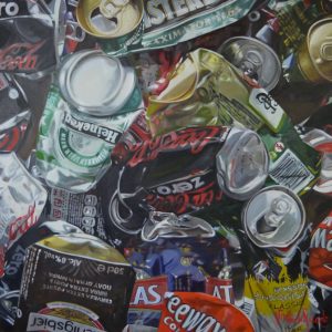 Cans vrac, huile  90x90 cm