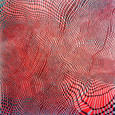 Hex Grid Red #8, 2015, Acryl et graphite sur toile, 90cm x 90cm