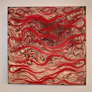 P. Barthes - Volutes rouges petit format - 46 x 46 x 7 cm