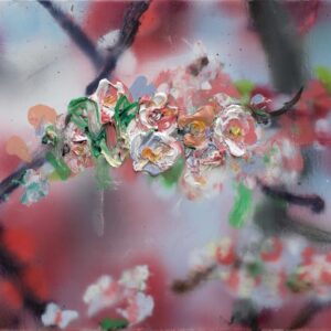 Branche en fleurs n°9, 2023, huile sur toile, 50X60 cm