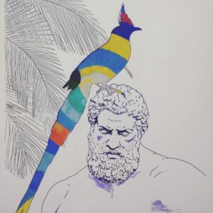 Laurent PERBOS - Sans titre, 2018 Dessin au paier carbone, découpage, collage 65 x 50 cm; Encadré Pièce unique